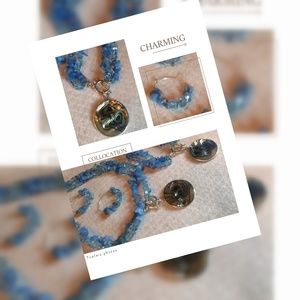 Blue Topaz and Sea Shell pendant set